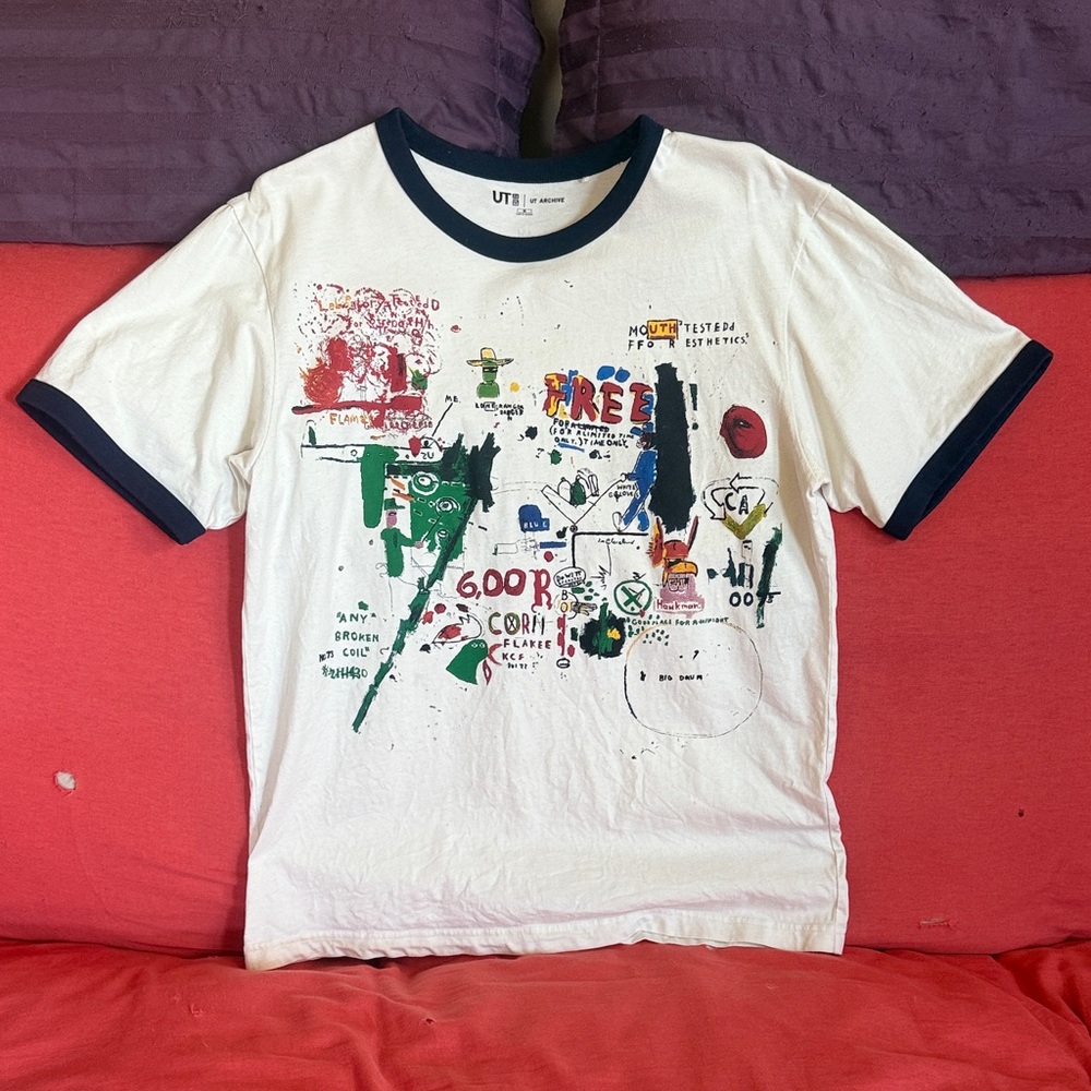 Uniqlo UT Basquiat Graphic Ringer Tee Men’s M Streetwear Art Shirt